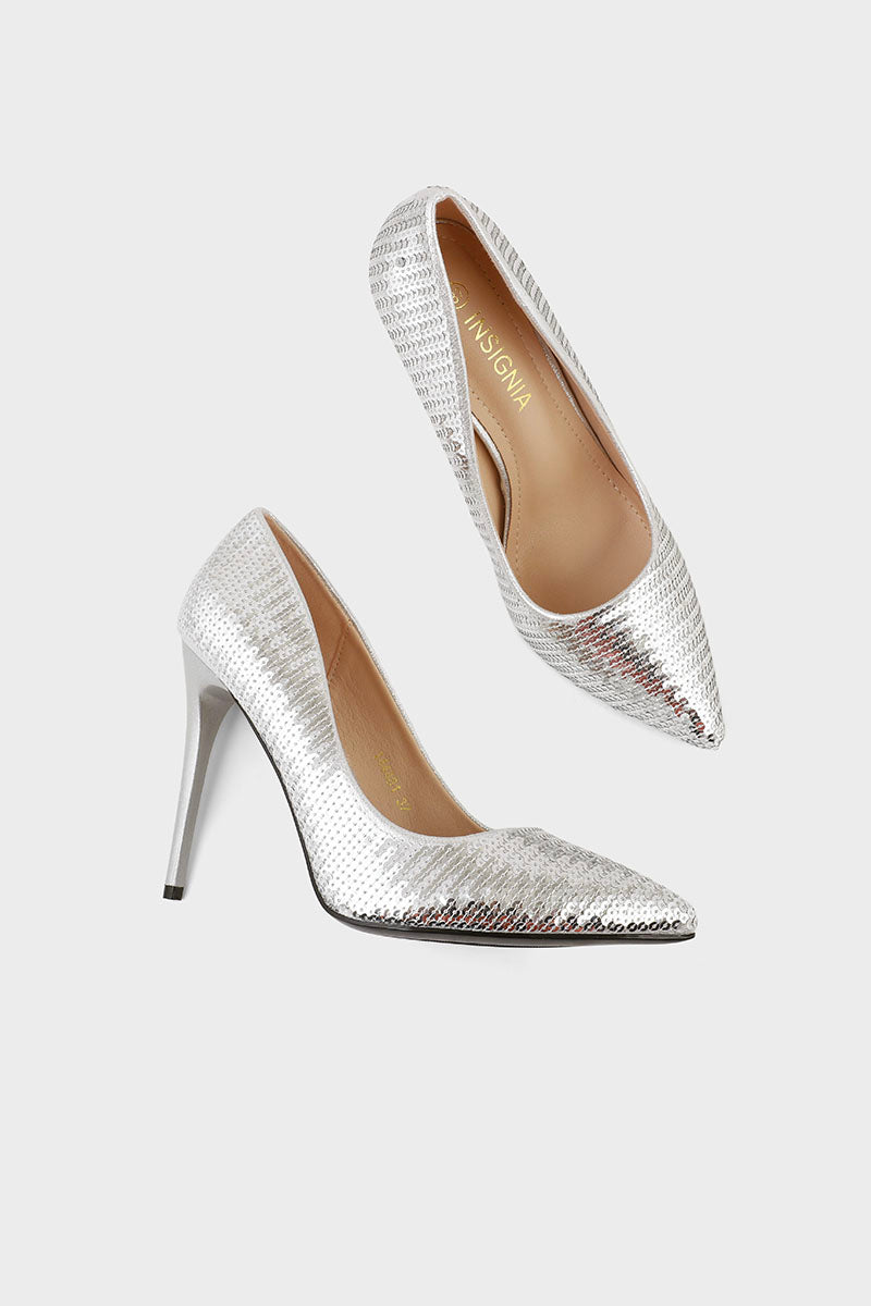 Party Wear Court Shoes I44481-Silver